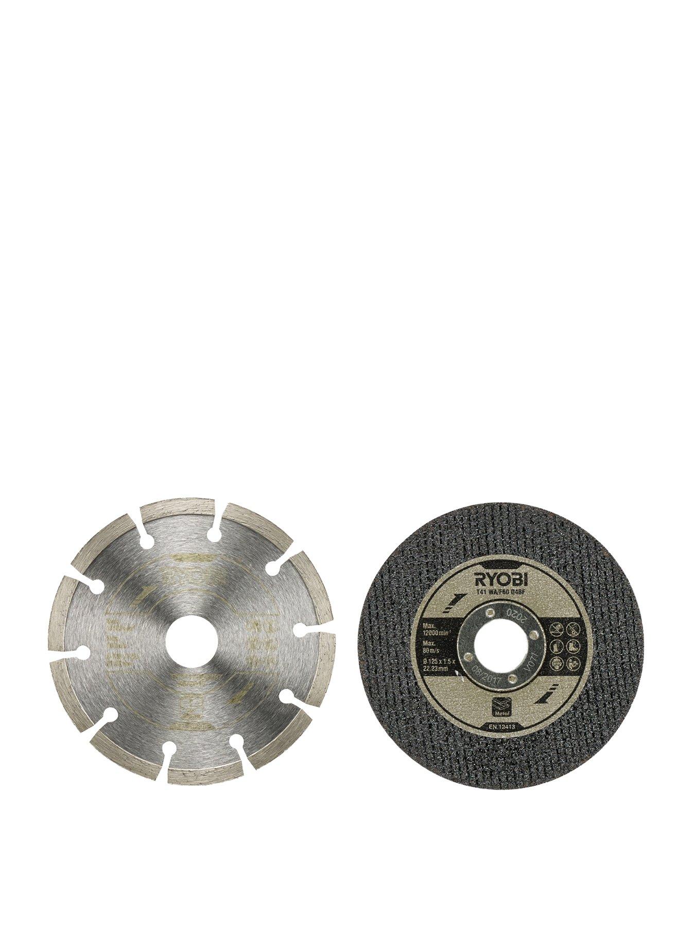 Product photograph of Ryobi Rak6agd125 Angle Grinder 125mm Cutting Kit 6 Piece from very.co.uk
