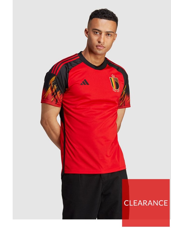 front image of adidas-mens-belgium-home-2223-replica-shirt-red