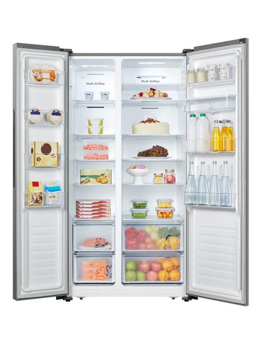 stillFront image of fridgemaster-ms91521ffs-91cm-widenbsptotal-no-frost-american-style-fridge-freezer-silver