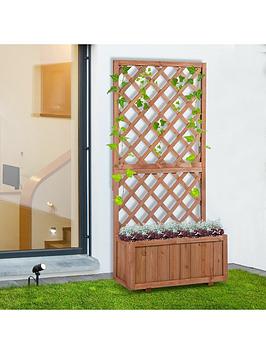 Product photograph of Outsunny Wooden Planter With Trellis Display Stand 72 5lx31 5wx149 5hcms from very.co.uk