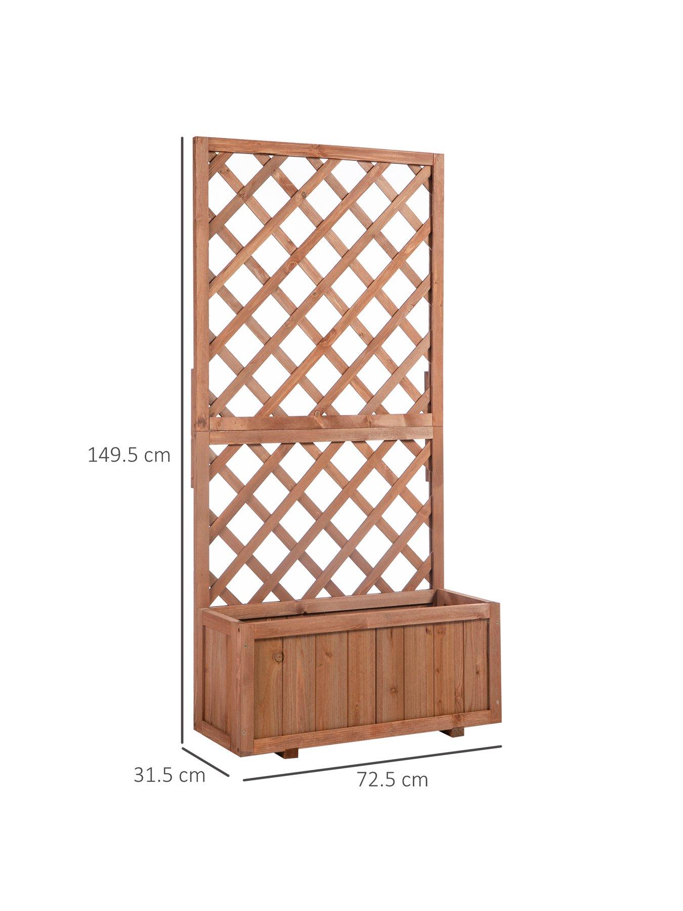 OutSunny Wooden Planter with Trellis Display Stand 72.5Lx31.5Wx149 ...