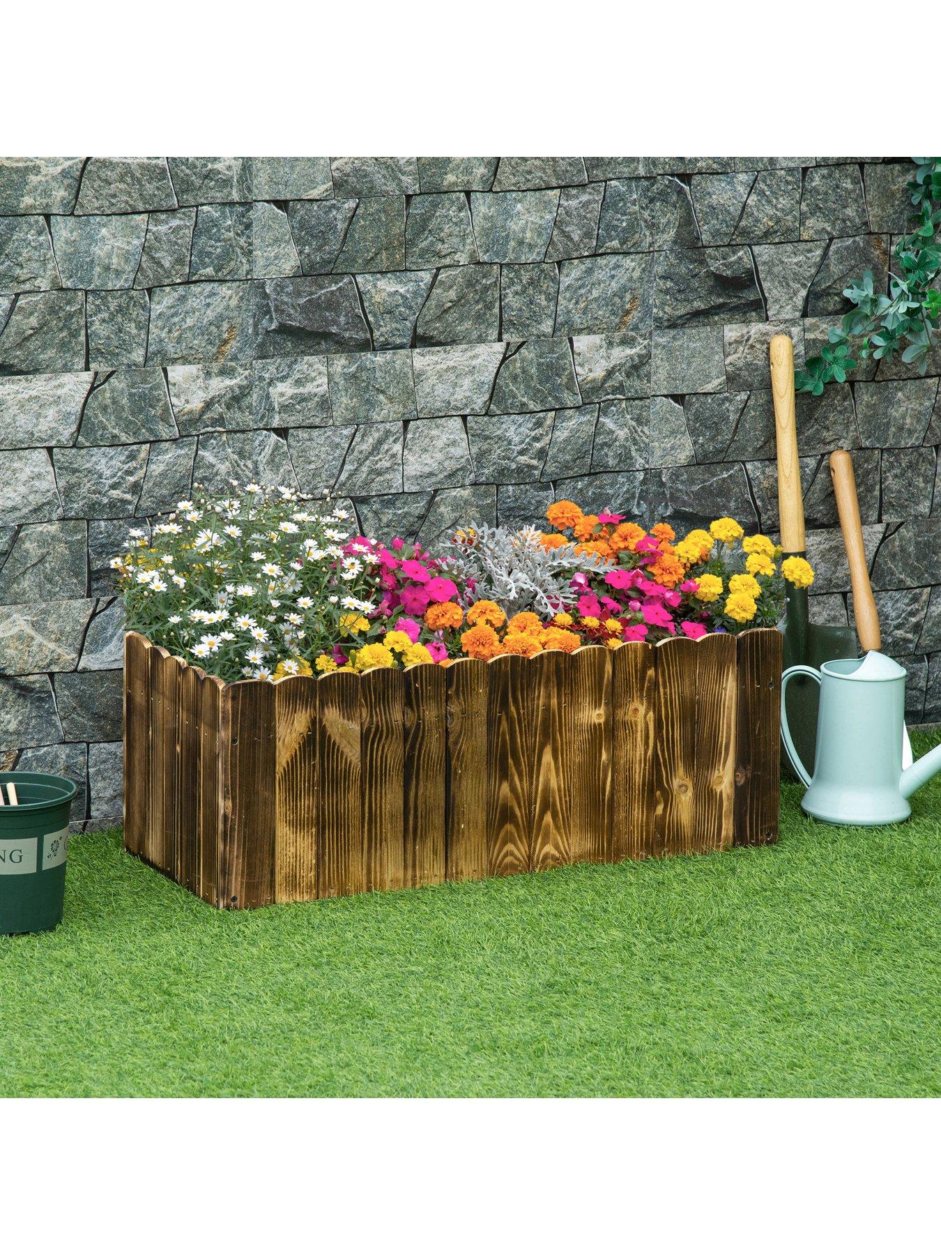Product photograph of Outsunny Wooden Planter 80x33x30cms from very.co.uk