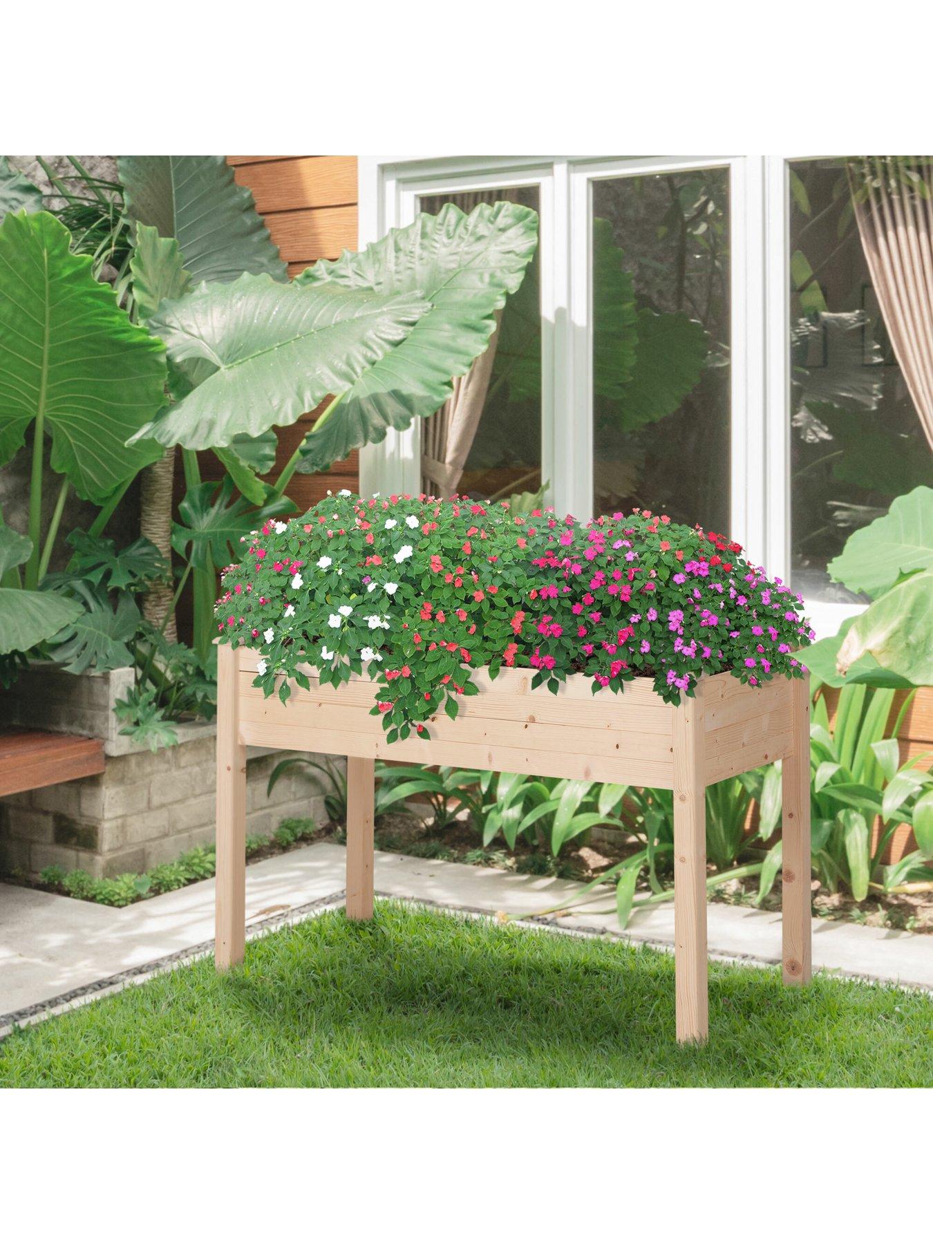 Product photograph of Outsunny Fir Wood Non-woven Fabric Planting Bed 122 5lx56 5wx76hcms from very.co.uk
