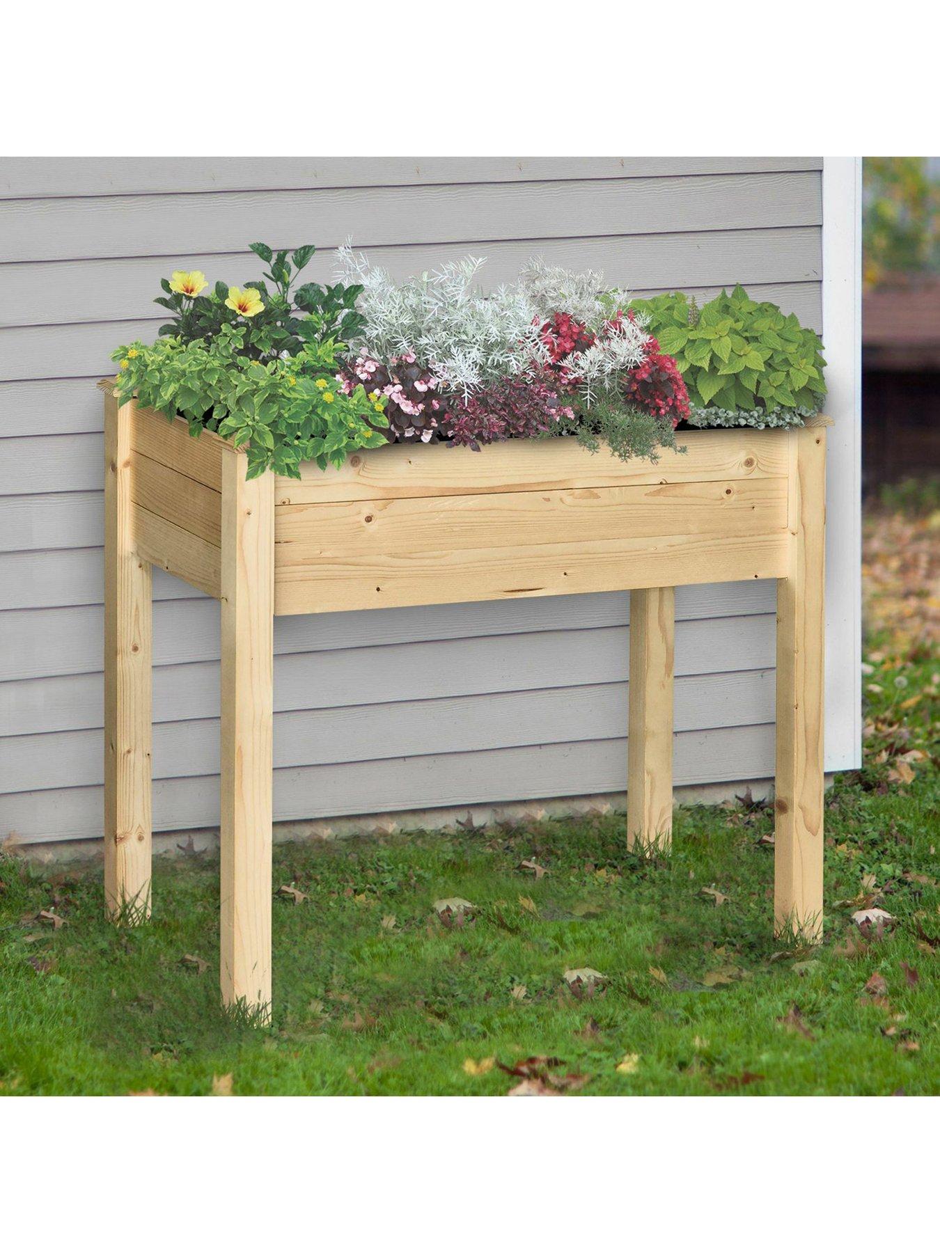 Product photograph of Outsunny Fir Wood Raised Rectangular Plant Stand from very.co.uk