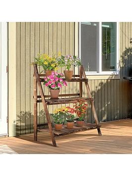 Product photograph of Outsunny Wooden Flower Stand 100lx37wx93hcms from very.co.uk