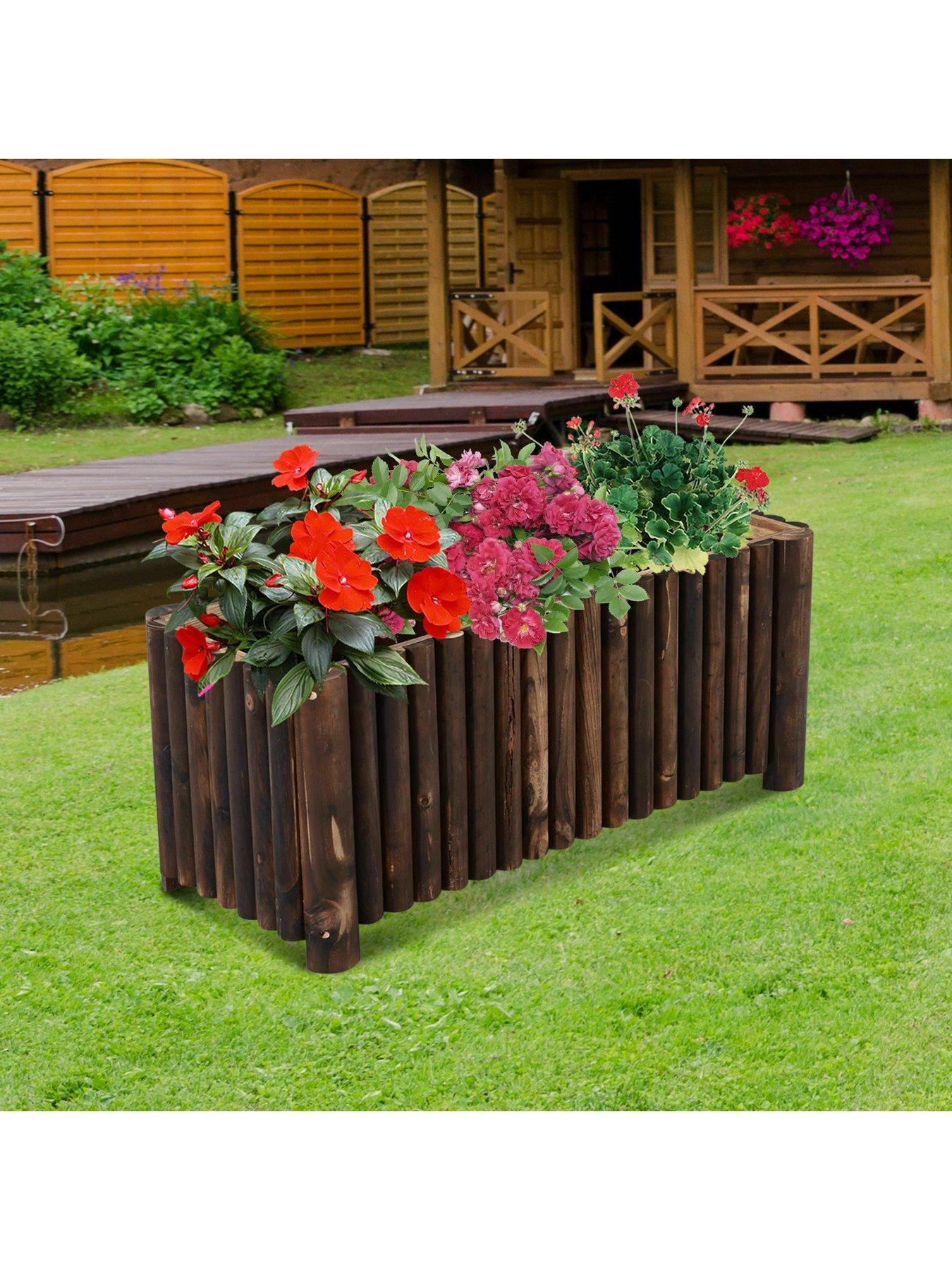 Product photograph of Outsunny Fir Wood Raised Flower Bed 100lx40wx40hcms from very.co.uk