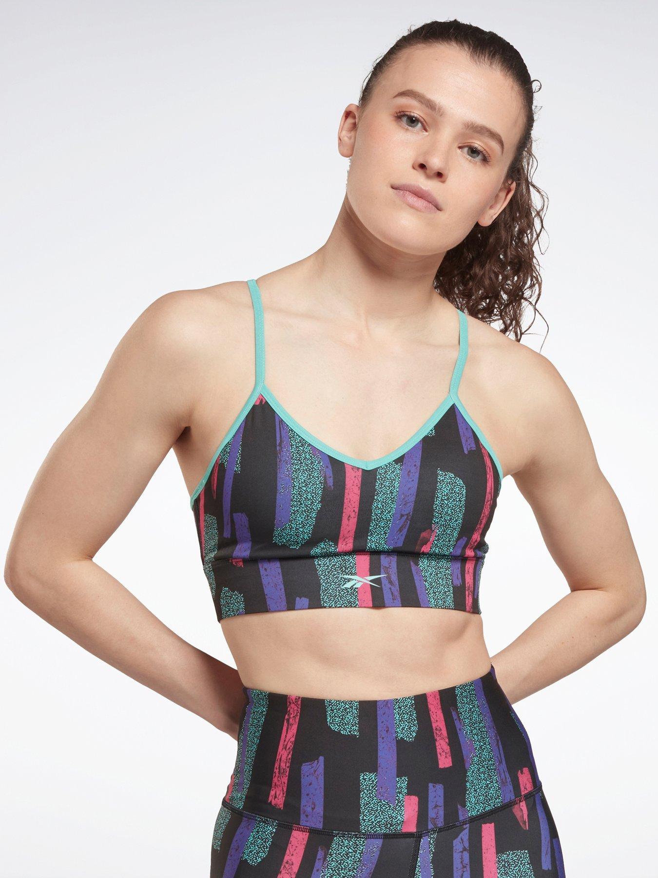 Reebok Meet You There Aop Bra - Multi, Pink, Size Xs, Women|XS