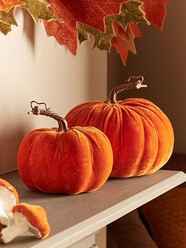 Product photograph of Heaven Sends Set Of 2 Velvet Pumpkin Autumn Halloween Decorations - 20 16 Cm from very.co.uk