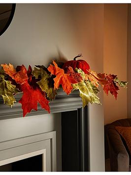 Product photograph of Heaven Sends Velvet Mixed Leaves Autumn Garland from very.co.uk