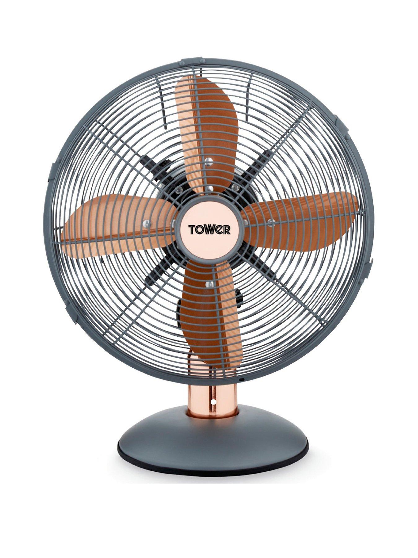 Product photograph of Tower Cavaletto 12 Metal Desk Fan - Grey Rose Gold from very.co.uk