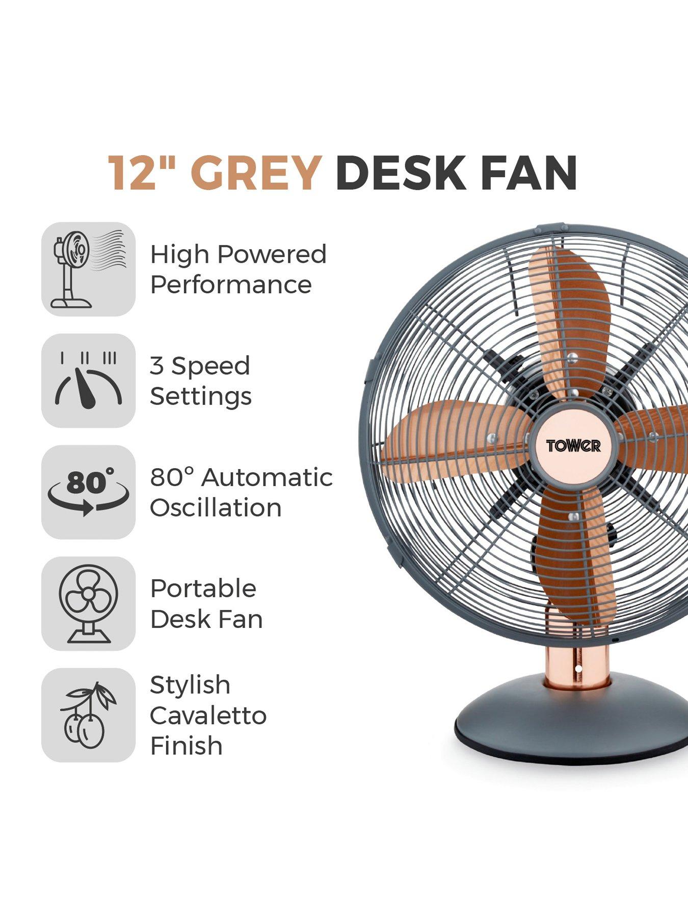 Cavaletto 12 inch Metal Desk Fan Grey Rose Gold