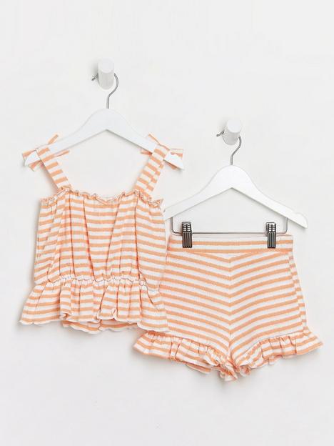 river-island-mini-mini-girls-stripe-cami-and-short-set-orange
