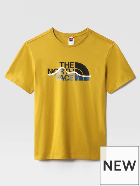 the-north-face-short-sleeve-mountain-line-t-shirt-yellow