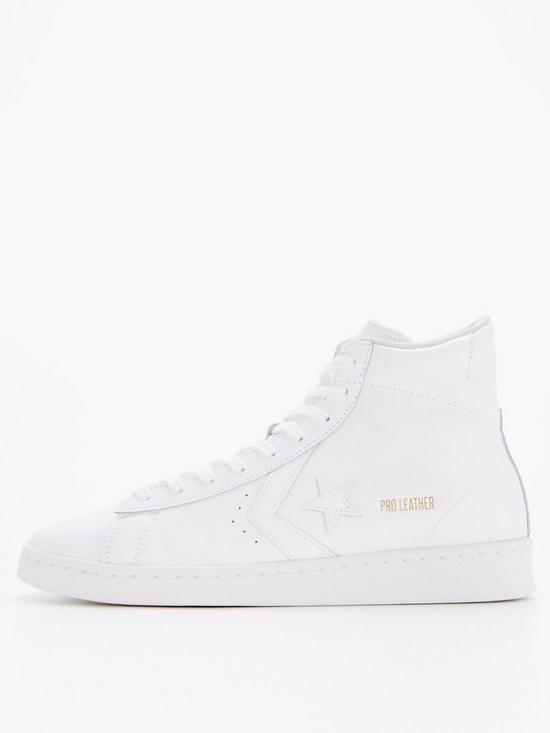 front image of converse-pro-leather-hi-top-plimsolls-white