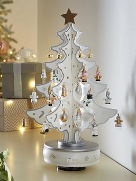 Product photograph of Three Kings Musical Rotating D Eacute Co Christmas Tree - Silver White from very.co.uk