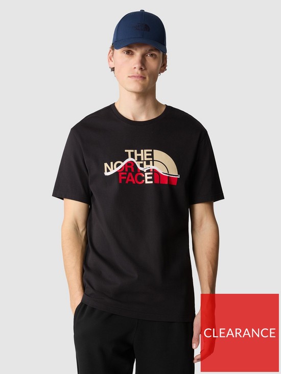 front image of the-north-face-mens-ss-mountain-line-tee-black