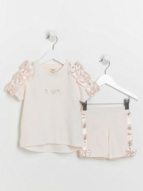 river-island-mini-mini-girls-bow-tshirt-set-pink