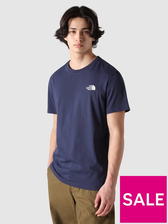front image of the-north-face-mens-ss-simple-dome-tee-blue