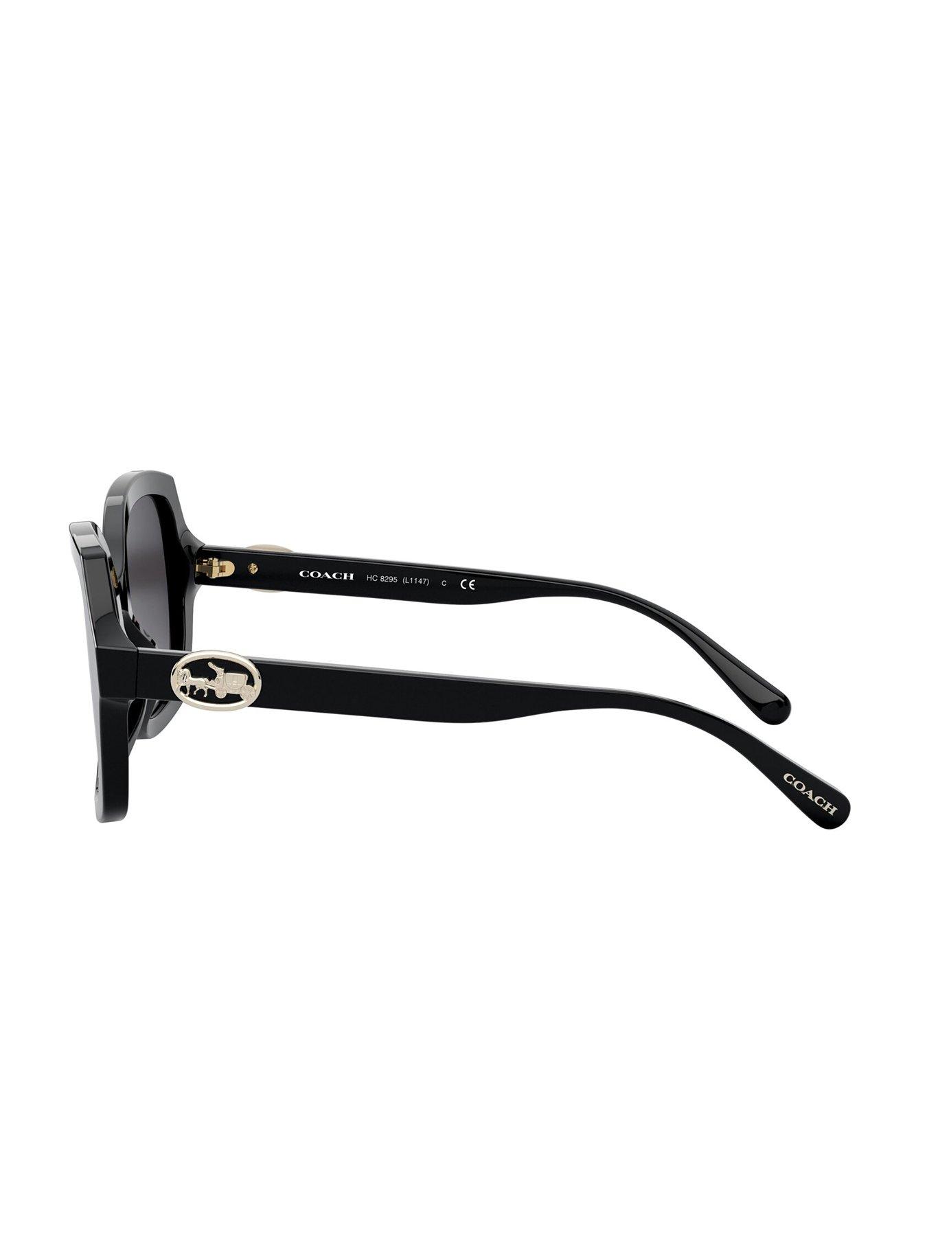 Image 3 of 4 of COACH Coach 0hc8295 Square Sunglasses Black Frame With Dark Grey Gradient Lens