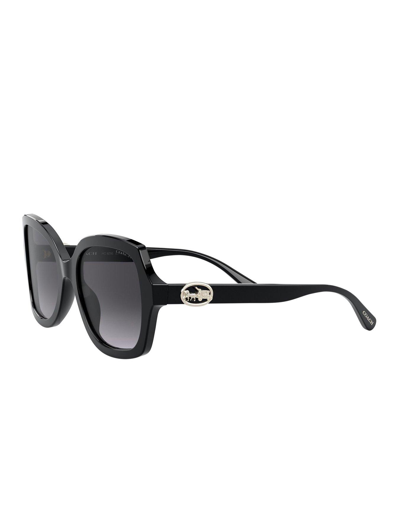Image 4 of 4 of COACH Coach 0hc8295 Square Sunglasses Black Frame With Dark Grey Gradient Lens