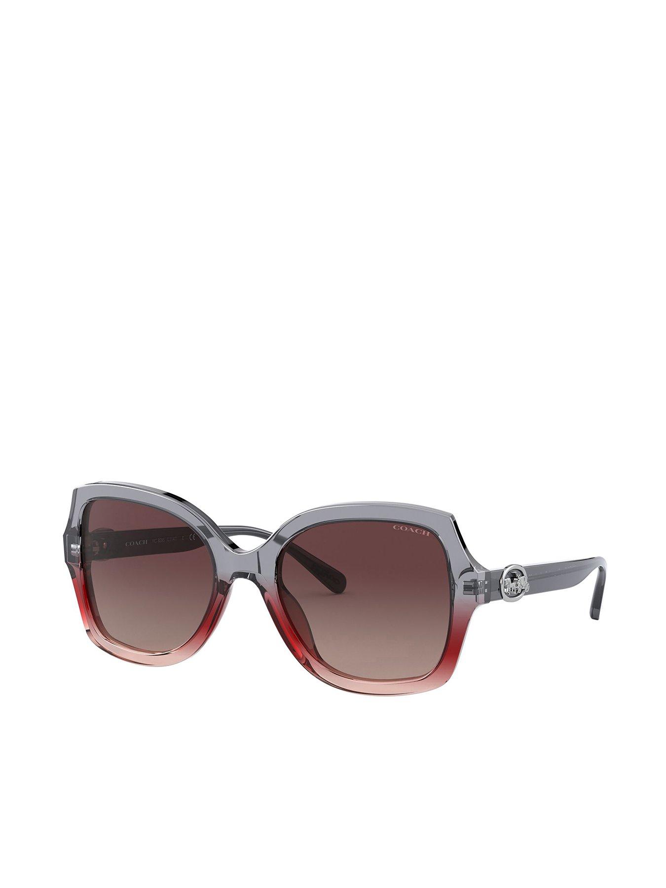 Image 1 of 4 of COACH Grey Burgundy Square Sunglasses