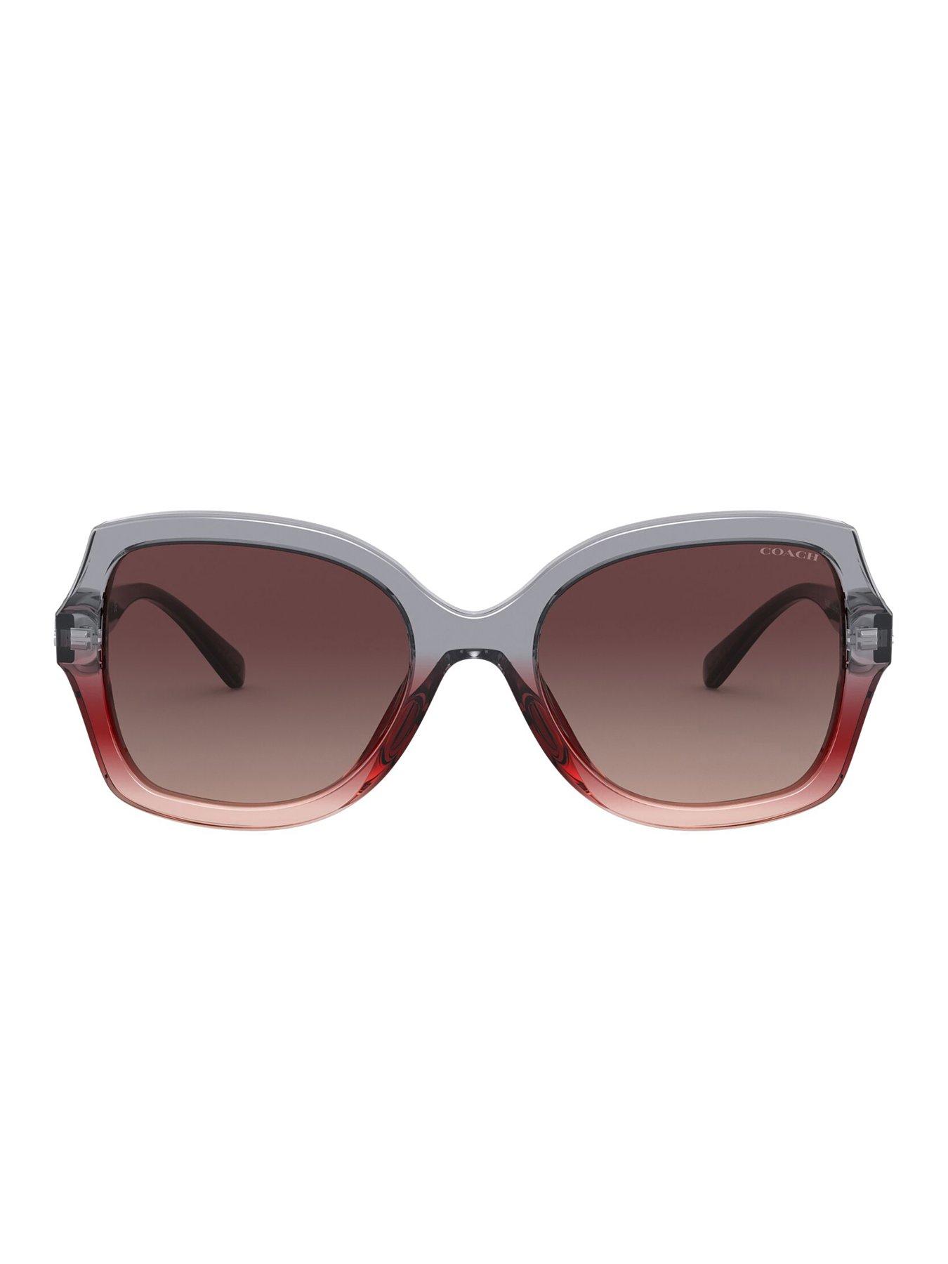 Image 2 of 4 of COACH Grey Burgundy Square Sunglasses