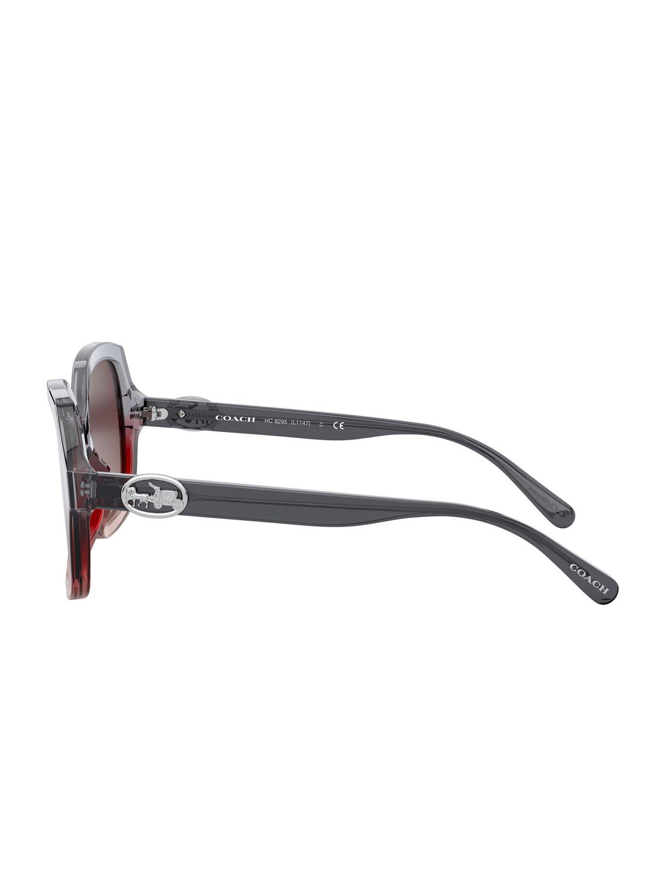 Image 3 of 4 of COACH Grey Burgundy Square Sunglasses