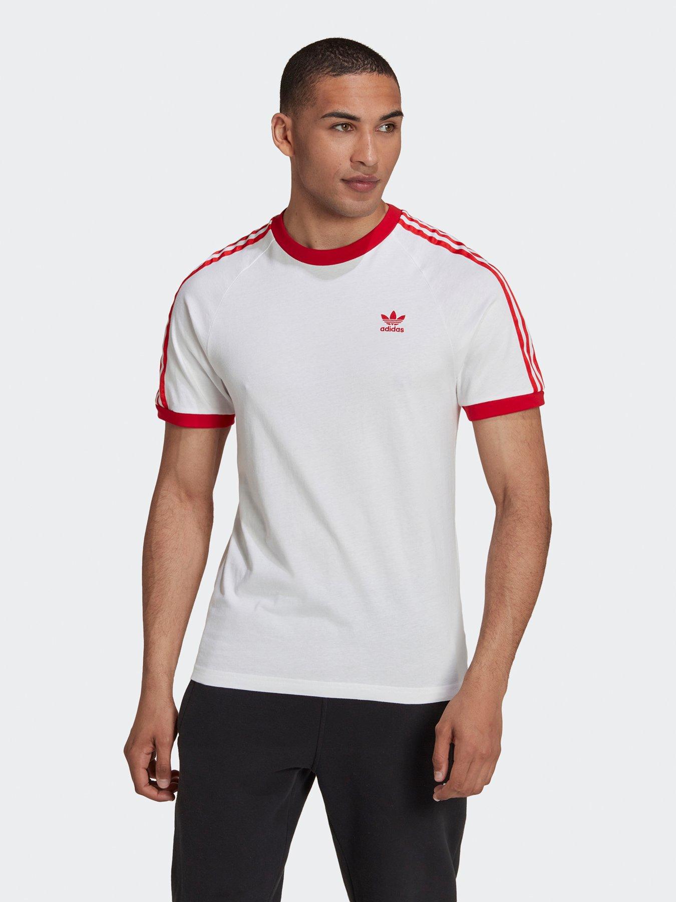 adidas 3 stripe t shirt white