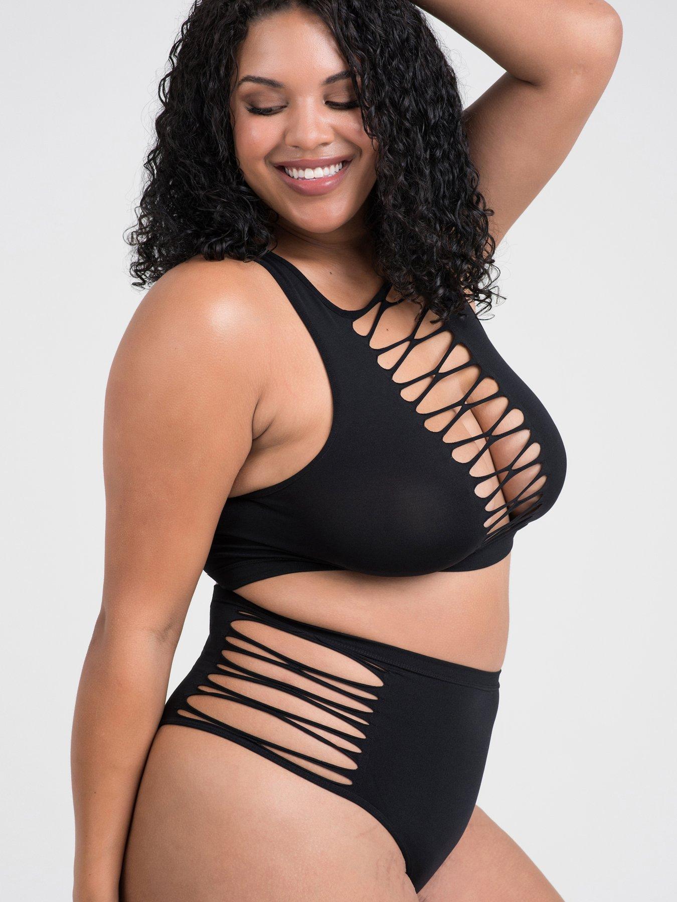 Lovehoney Plus Size Black Criss-cross Bra Set