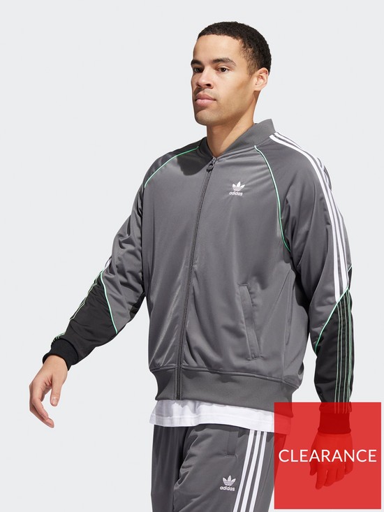 front image of adidas-originals-tricot-sst-track-top-greyblack