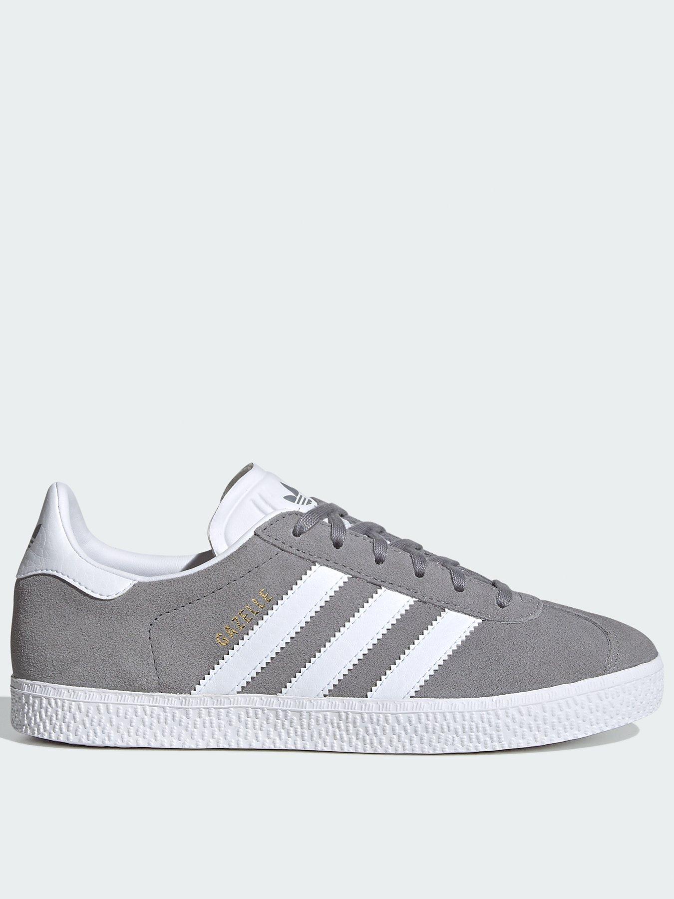 Adidas originals junior gazelle trainer light 2025 grey / white