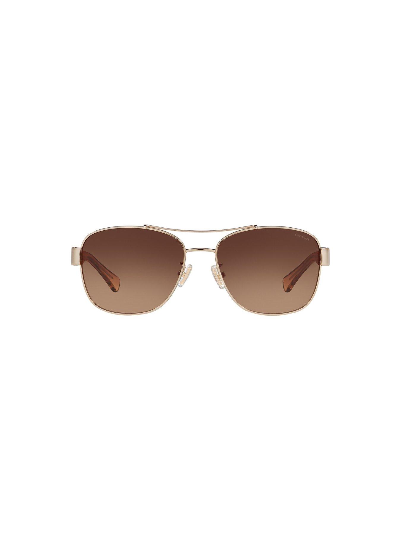 Image 2 of 4 of COACH Coach 0hc7064 Pilot Sunglasses Light Gold Frame With Brown Gradient Lens