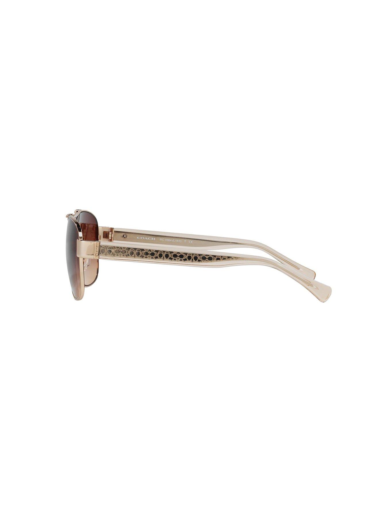 Image 3 of 4 of COACH Coach 0hc7064 Pilot Sunglasses Light Gold Frame With Brown Gradient Lens