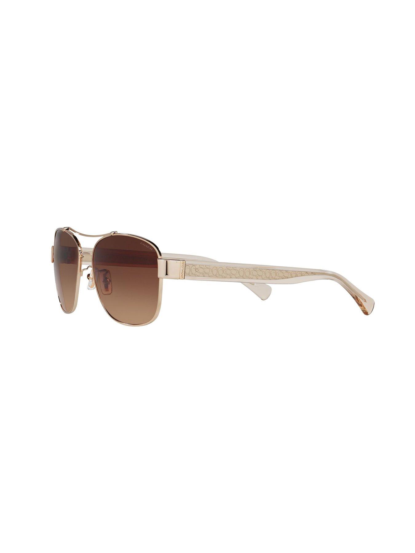 Image 4 of 4 of COACH Coach 0hc7064 Pilot Sunglasses Light Gold Frame With Brown Gradient Lens