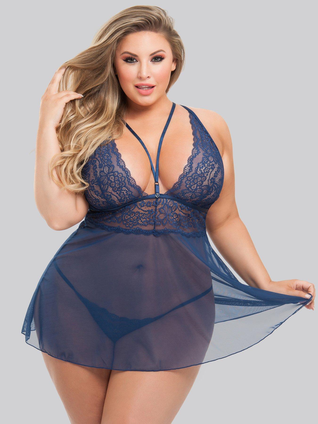 Lovehoney Late Night Liaison Crotchless Lace Body - Blue