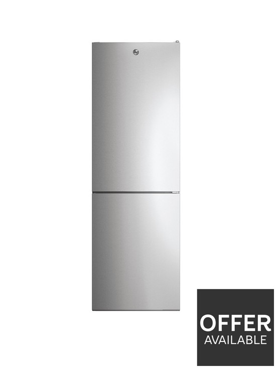 front image of hoover-hoce3t618fsk-60cm-wide-5050-freestanding-total-no-frost-fridge-freezer-silver