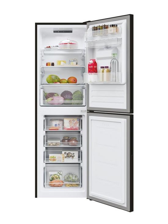 stillFront image of hoover-hoct3l517fwbk-55cm-wide-5050-freestanding-low-frost-fridge-freezer-with-water-dispenser-black