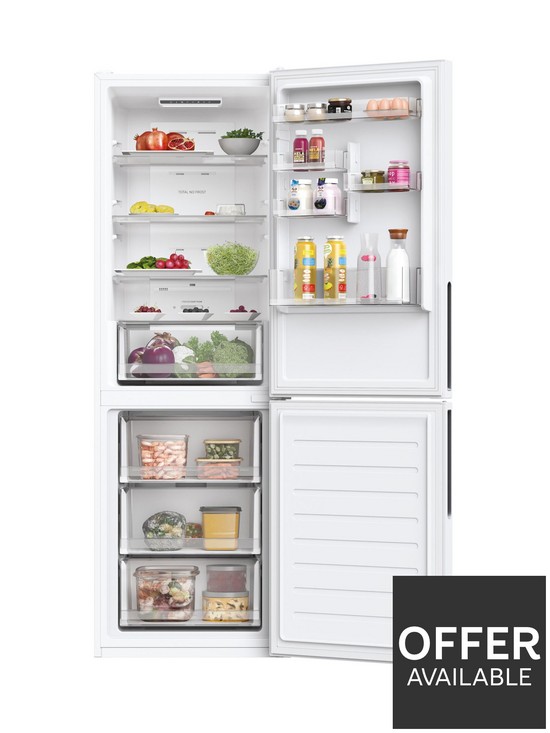 stillFront image of hoover-hoce3t618fwk-60cm-wide-5050-freestanding-total-no-frost-fridge-freezer-white