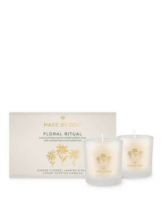 front image of made-by-zen-floral-ritual-gift-set-2-candle-set