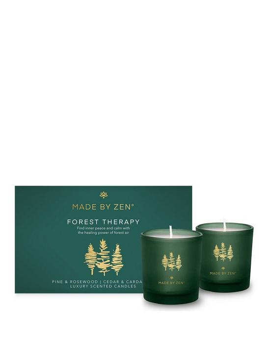 front image of made-by-zen-forest-therapy-gift-set-2-candle-set