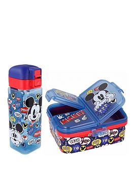 Product photograph of Mickey Mouse Lunch Box Amp Water Bottle from very.co.uk