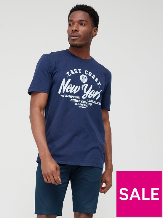 front image of very-man-new-york-graphic-t-shirt-navygrey