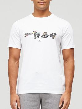 ps paul smith multi zebra print t-shirt - white