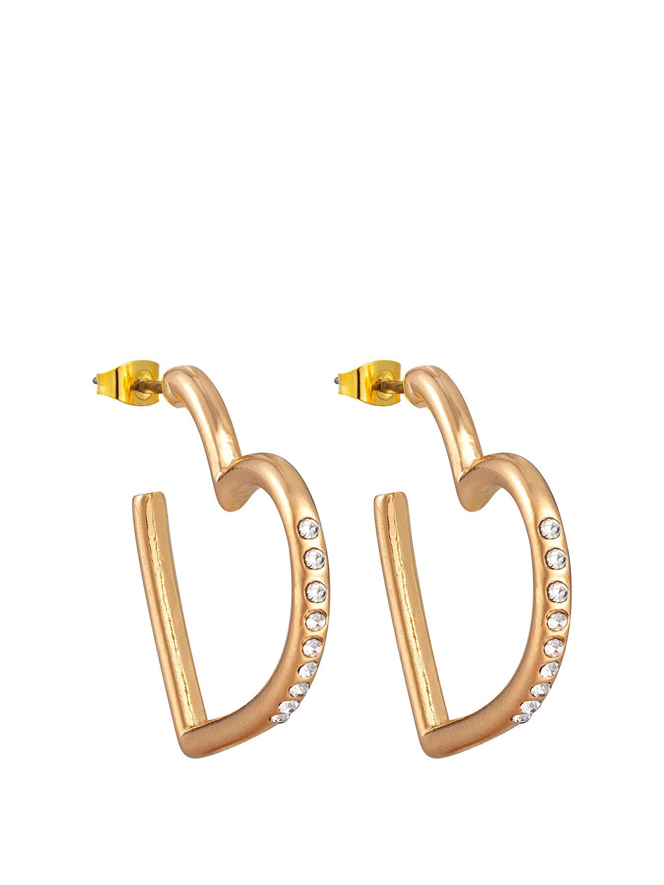 Product photograph of Gold Plated Heart Hoop Earrings from very.co.uk