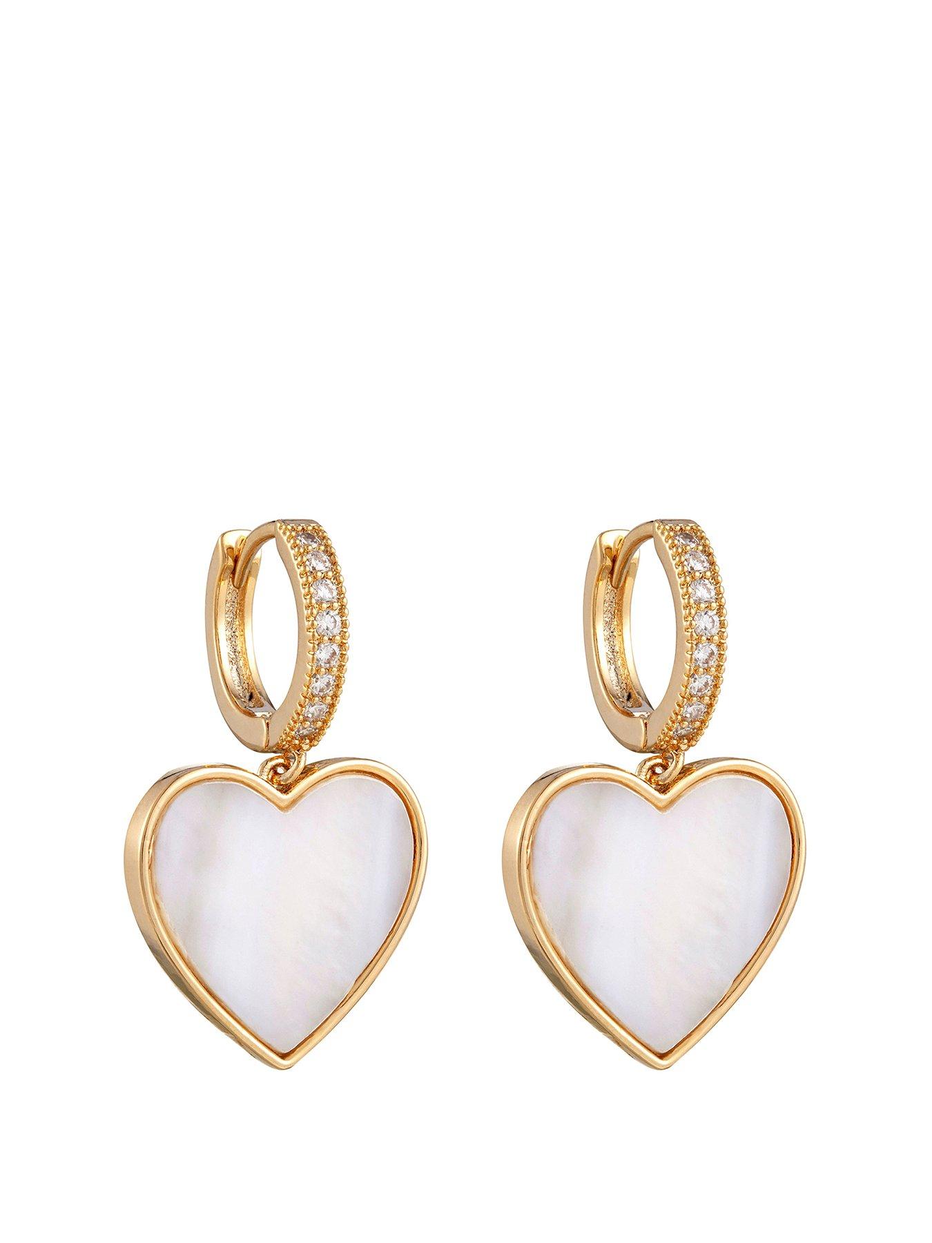 Product photograph of The Love Collection Gold Plated Heart Drop Earrings from very.co.uk