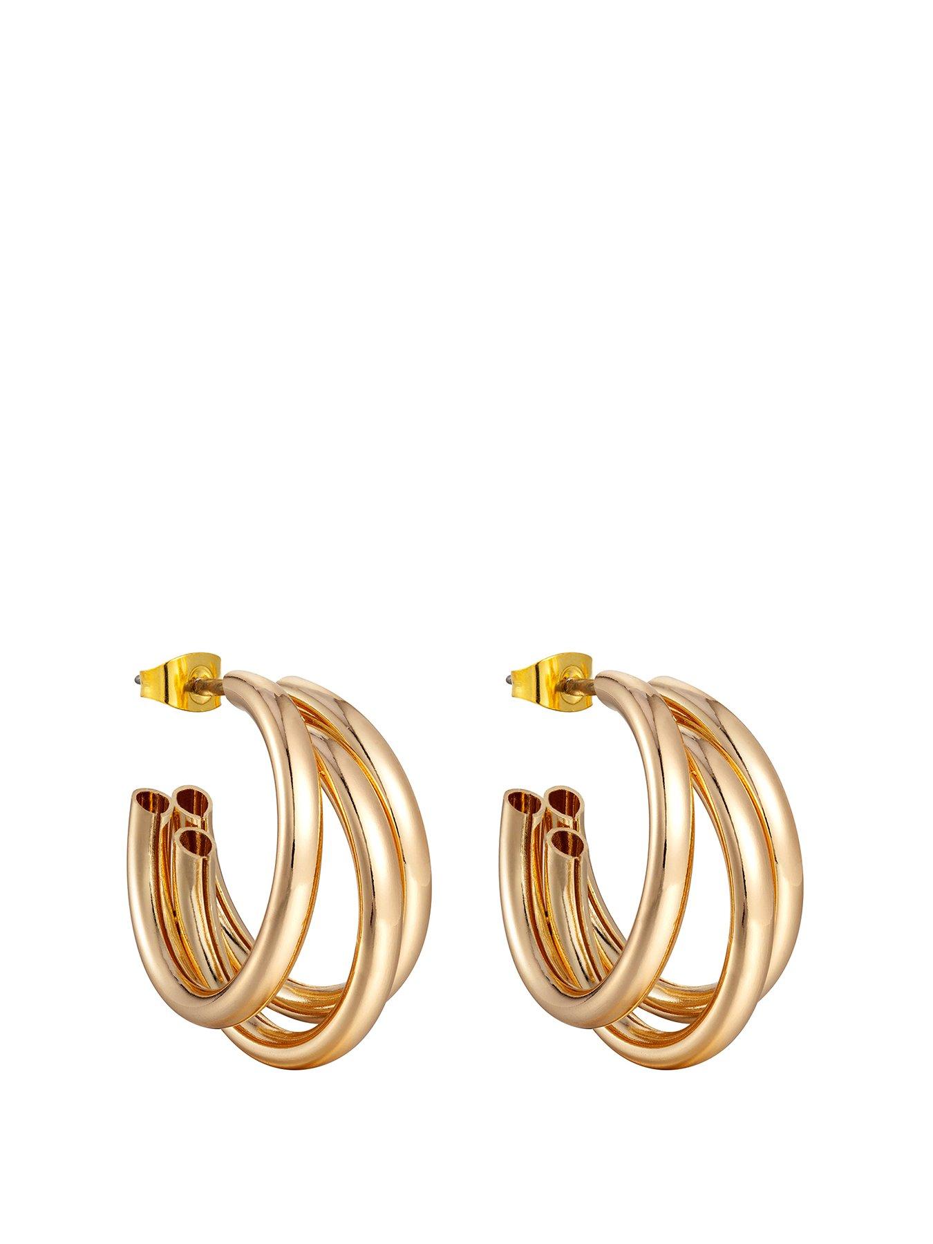 Product photograph of The Love Collection Gold Plated Double Stud Hoops from very.co.uk