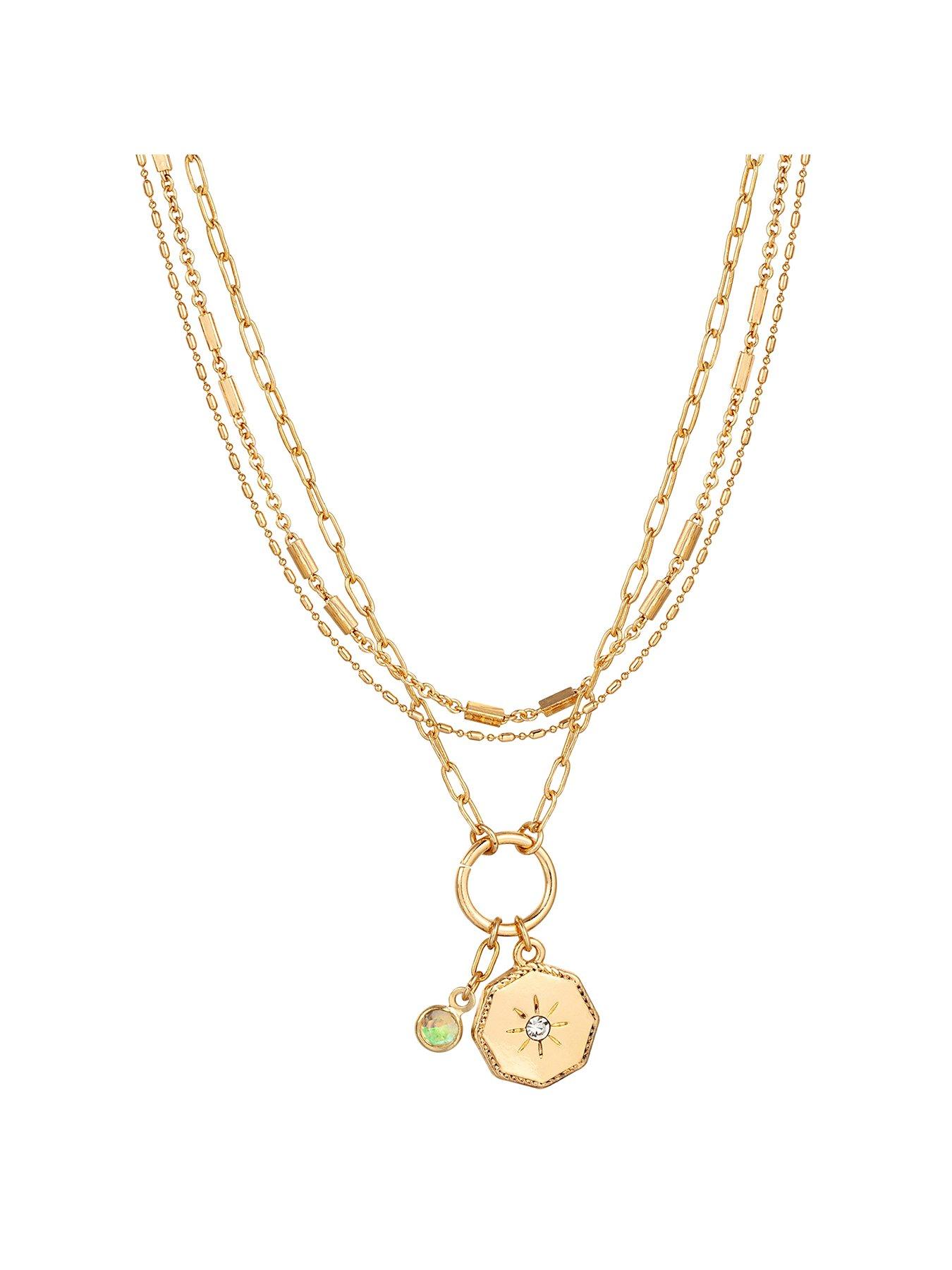 Product photograph of Gold Plated Dainty Triple Layered Necklace from very.co.uk