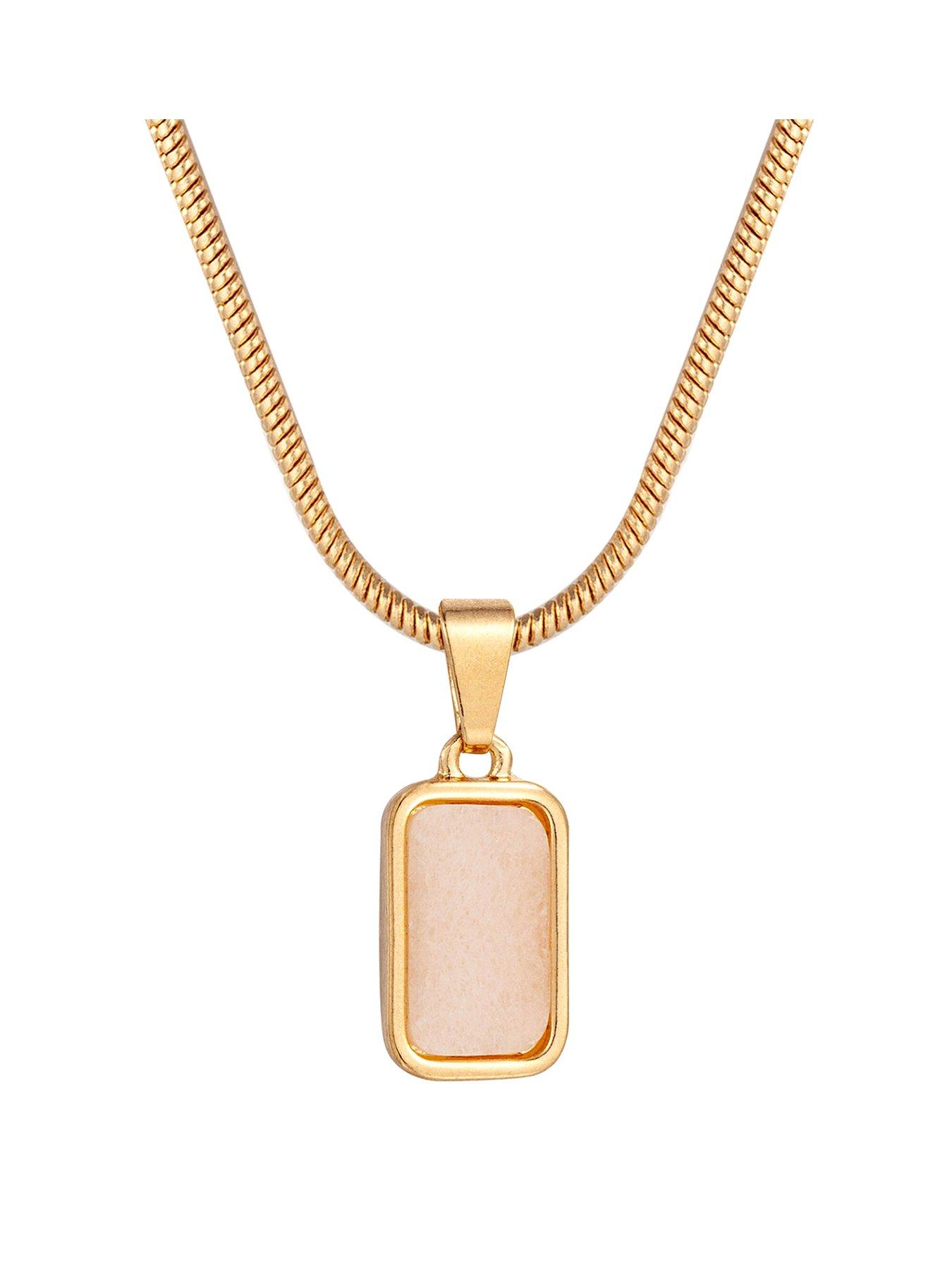 Product photograph of Gold Plated Created Moonstone Pendant from very.co.uk