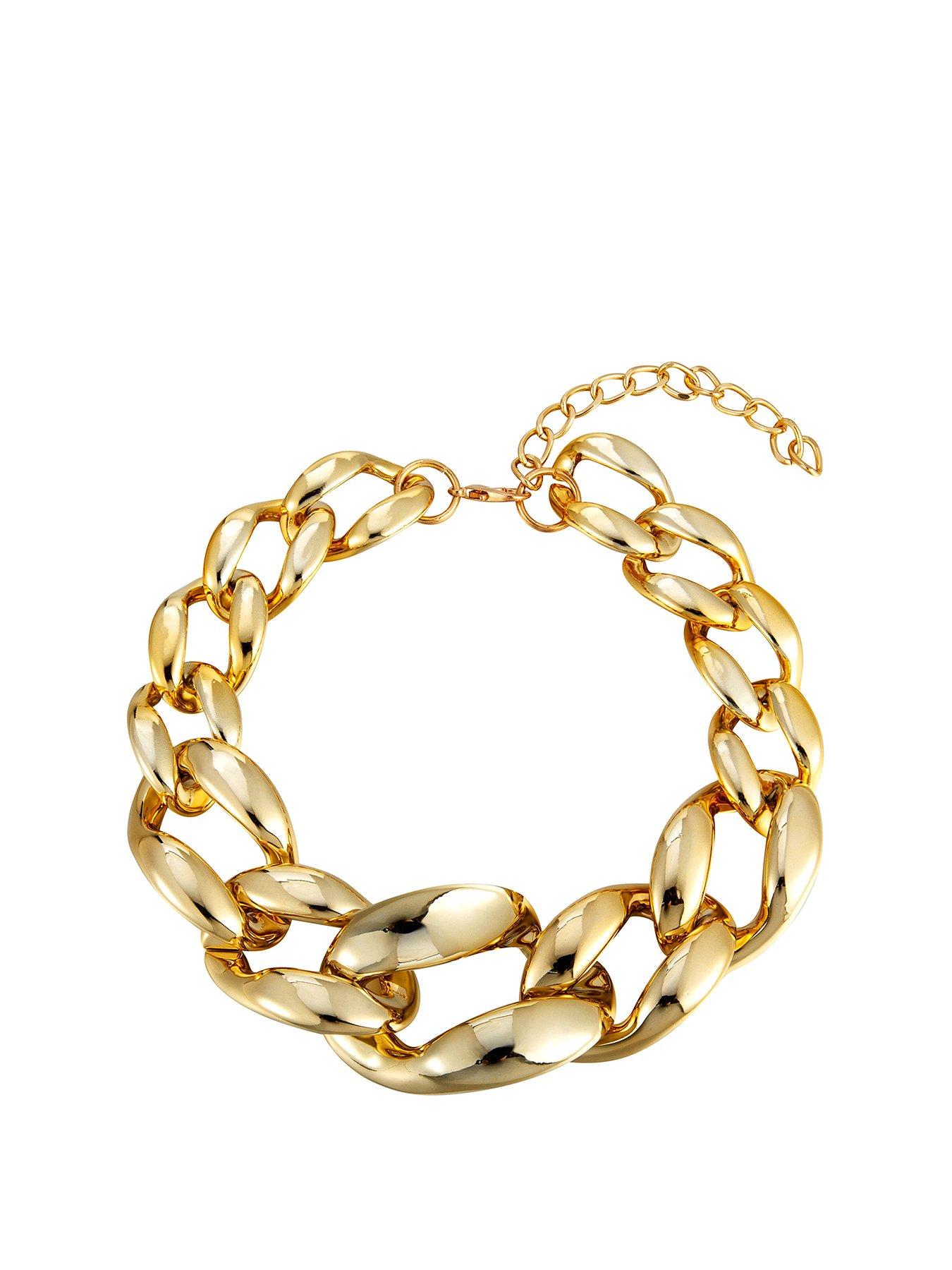 Product photograph of Gold Plated Chunky Chain Statement Necklace from very.co.uk