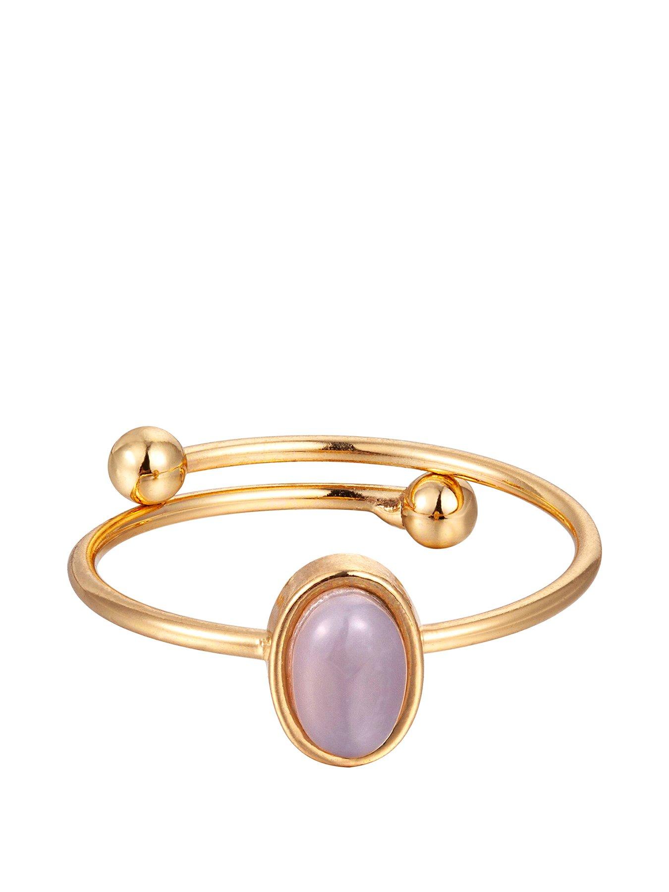 Product photograph of The Love Collection Gold Plated Oval Smokey Quartz Adjustable Ring from very.co.uk